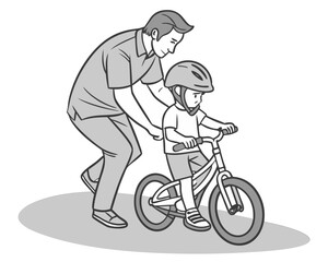 Fototapeta premium father and son biking vector illustration