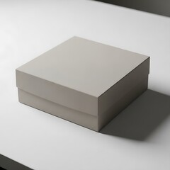 Fototapeta premium Simple closed gift box presented on a neutral gray background