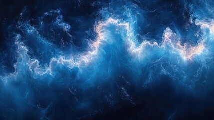 Obraz premium Abstract Blue Nebula Cloudscape with Bright Light Edges.