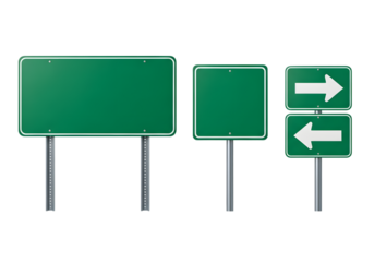 isolated green road signs , Green street sign isolated white background