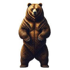 Isolated Brown Bear Standing ,  A majestic brown bear standing on its hind legs isolated on a transparent background. Perfect for nature and wildlife projects. 