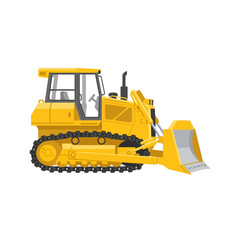 Yellow Bulldozer Construction Heavy Equipment Illustration Isolated on White Background