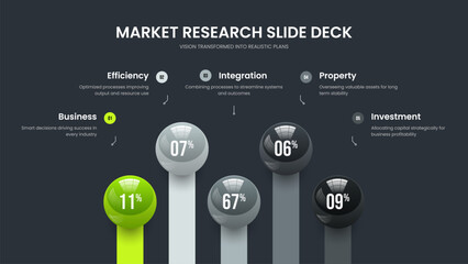 Corporate Performance Five Step Diagram Slideshow Layout. Simple Introduction 5 Option Infographic Presentation Design. Product Proposal Frame Template Vector Illustration.