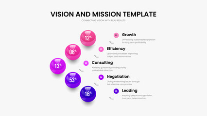 Clean Plan Five Option Chart Frame Design. Sales Planning 5 Element Infographic Slideshow Template. Project Review Presentation Layout Vector Illustration.