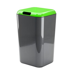 Glossy compost bin with green lid promoting eco-friendly waste disposal, isolated on white, transparent background. Ecology infographic