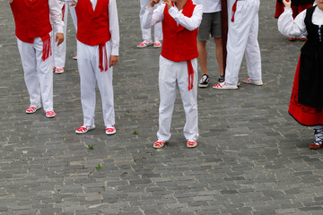 Basque folk dancers during a performance