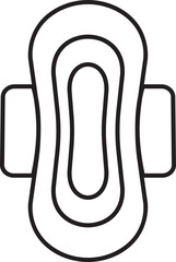 Menstrual pad icon in line style. Feminine hygiene product symbol showing sanitary pad, absorbent napkin, period protection and women’s care vector illustration isolated on transparent background.