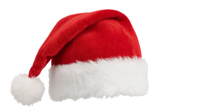Festive Santa Hat Isolated on White Background for Christmas Celebrations