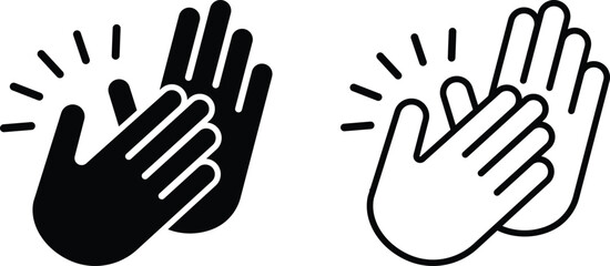 Clapping Hands Applause Silhouettes, and Outline Icons Set