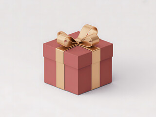 Obraz premium A festive red gift box tied with a golden ribbon on a plain background