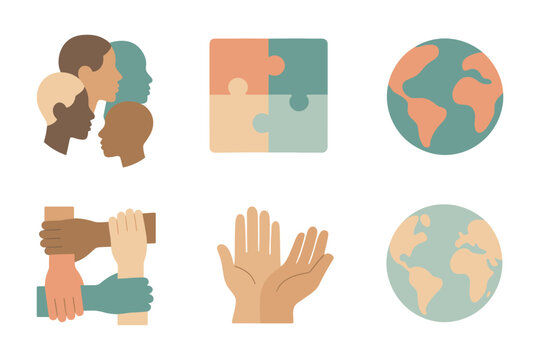 Diverse unity and global harmony in modern flat design pictograms