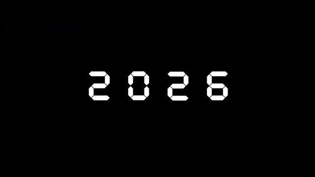 Analog Countdown Timer from 2025 to 2026 &ndash; Time-Lapse Happy New Year Eve Number Counter Animation, 4K Transparent Alpha Channel
