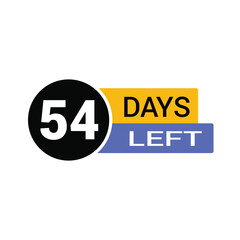 54 days left countdown timer reminding for project deadline, promotion, or event, creating anticipation and urgency for marketing campaigns