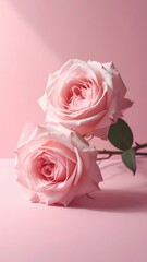 Rose of Serenity: Two delicate pale pink roses rest gently, their petals unfurling in the soft light, evoking feelings of serenity and beauty.