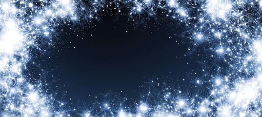 Dark space bright star frame background. Copy space for text and advert. Generative AI technology.	
