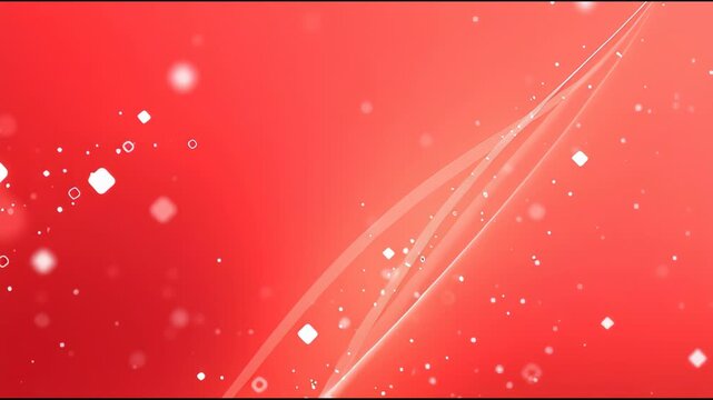 Abstract red gradient background with white diagonal light trails, scattered squares and tiny specks