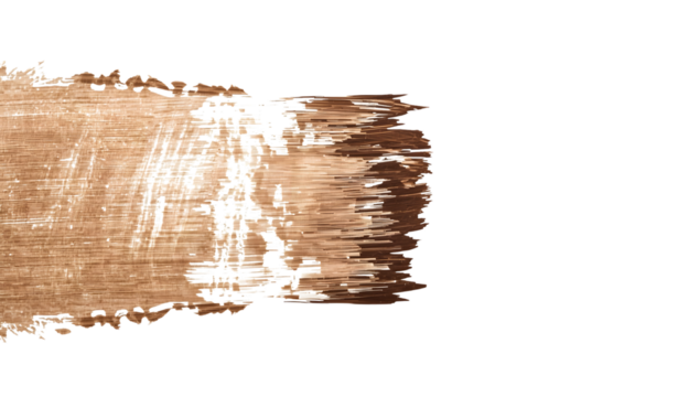Brown paint brush stroke texture isolated on the transparent background for creative artistic design and abstract backdrop applications