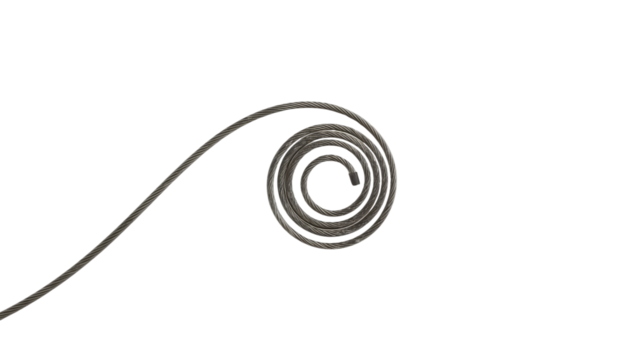 Curled steel cable on the transparent background with spiral shape and industrial design element highlighting texture and strength - Powered by Adobe