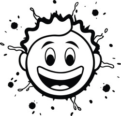 Vector hand drawn emoji faces with line art silhouette design