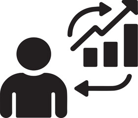   Workflow with data arrows and chart vector, perfect for business, analytics, and process visualization.