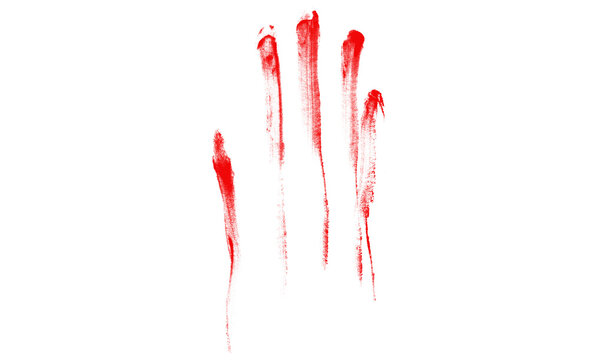 Horror Red handprint with dripping blood isolated on transparent background