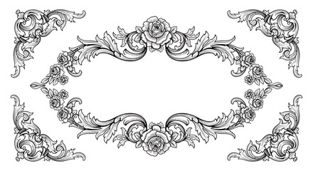 An oval floral vintage border featuring soft botanical curves and elegant ornamental line work. Perfect for wedding invitations, portrait layout frames, certificate templates, packaging labels.