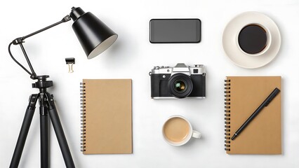 Photographer's Desk Essentials Flat Lay