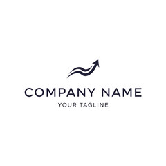 Minimalist business logo design featuring a dynamic wavy arrow pointing upwards, symbolizing growth and progress.