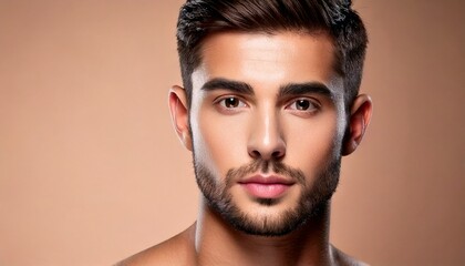 Groomed Man with Natural Beard and Symmetrical Features