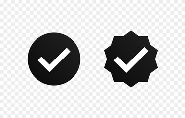 A set of black checkmark icons. Identity verification icon PNG. Icons of various colors and shapes.
