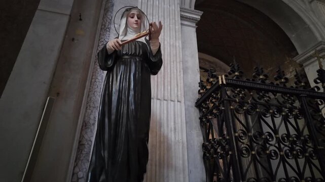 Old statue of Saint Rita of Cascia Patroness of Impossible Causes