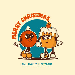 Vintage ornament and candle on Christmas background with holiday text Warm design for festive websites and printable cards