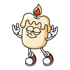 Bright colorful candle mascot vibrant vector retro design for festive celebrations and cozy home decor