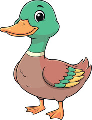Cute Cartoon Duck Vector Illustration
