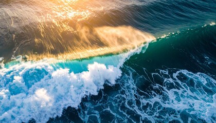 Ocean wave with aerial view, and sunny day.