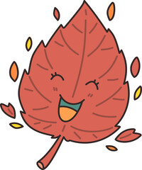 Happy Autumn Leaf Character Cartoon Illustration