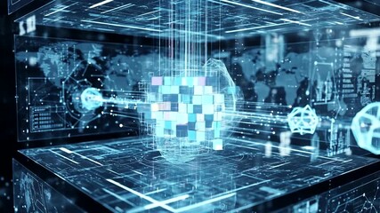 Abstract Visualization of Data Processing and Global Network Connection, modern Technology - Powered by Adobe