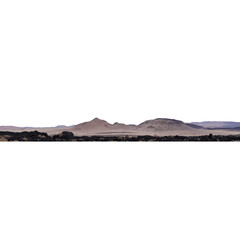Fototapeta premium Panoramic volcanic mountain landscape with transparent background