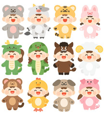십이간지 열두띠 캐릭터 도안세트 