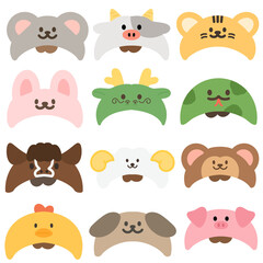 십이간지 열두띠모자 세트