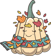 Cute Autumn Pumpkin with Scarf Illustration