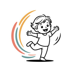 child dancing happily with motion strokes