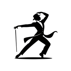 dance pose with hat and cane