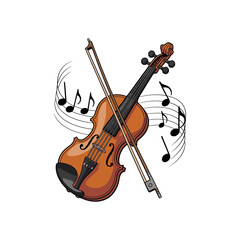 elegant violin with bow and floating melody lines