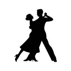 silhouette of a couple ballroom dancing in elegant pose