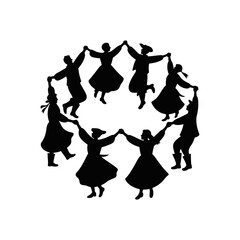 dancers holding hands in circle