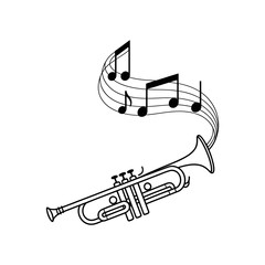 trumpet with swirling notes