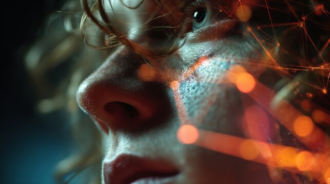 Serene simplicity: the fresh look of a smiling young man in minimalist style. Digital network. Smiling youth in subtle blue against a soft gray background: a minimal shift. Data connectivity. - Powered by Adobe