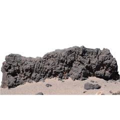 Panoramic volcanic mountain landscape with transparent background