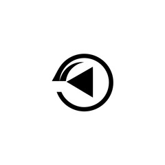 Black rewind icon within a circular arrow design on transparent background silhouette